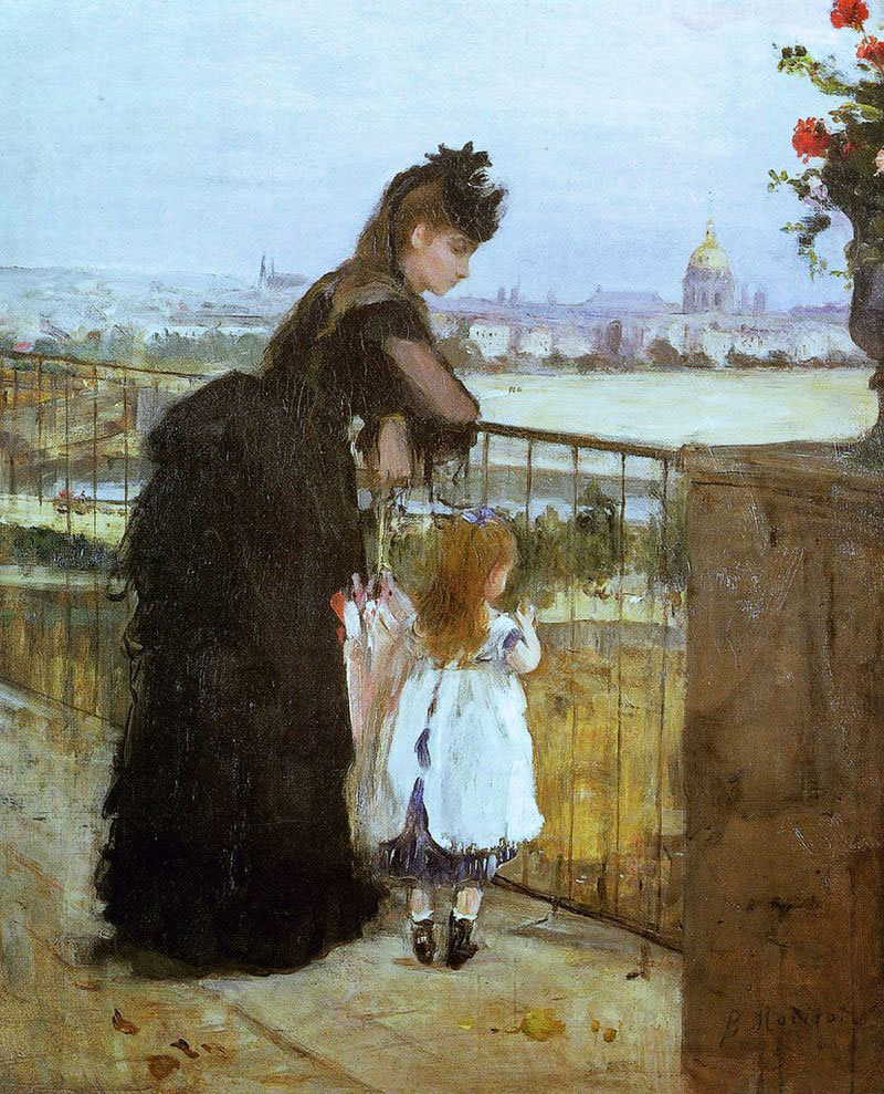 femme et enfant au balcon