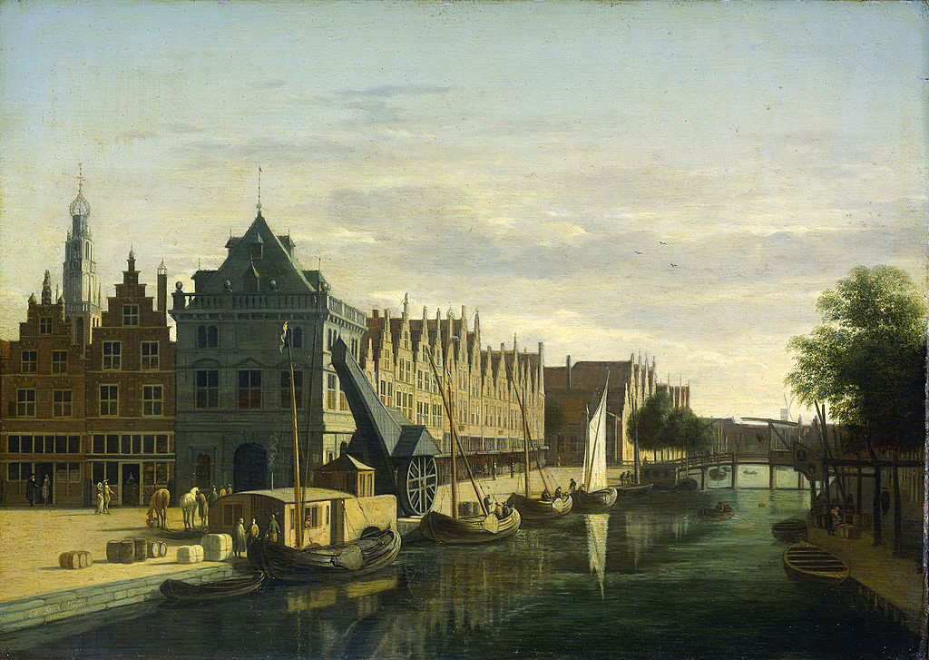 De waag en de kraan aan het Spaarne te Haarlem