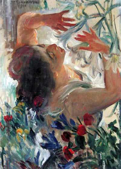 Frau mit lilien