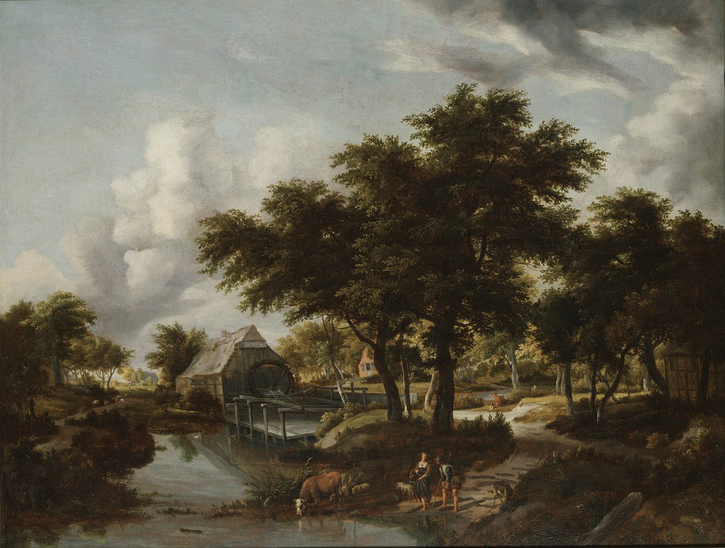 Wooded landscape with a watermill