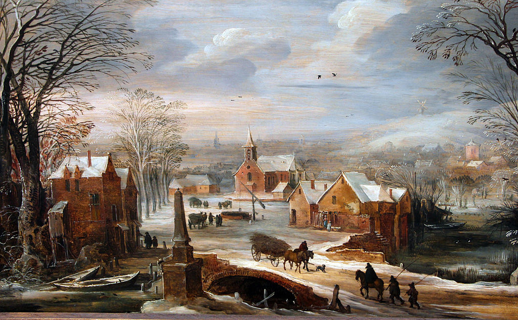 Vue d'un village en hiver