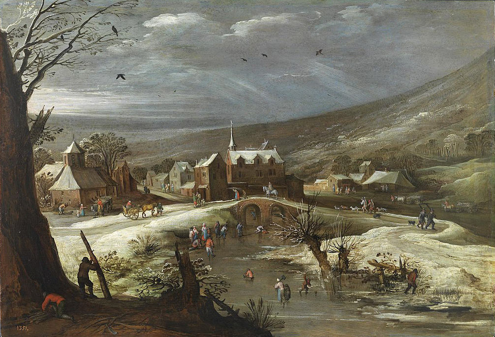 Paysage avec patineurs