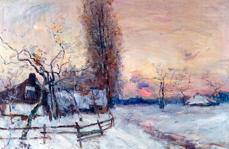 Coucher de soleil sur la neige