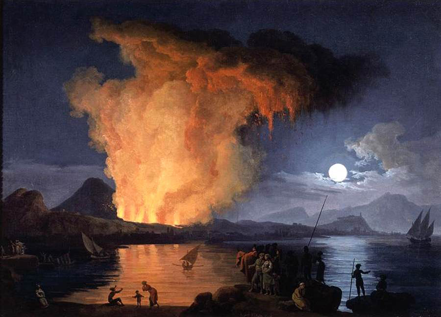 View of the eruption of Mount Vesuvius